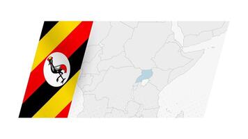 Uganda map in modern style with flag of Uganda on left side. vector