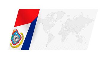 World map in modern style with flag of Sint Maarten on left side. vector