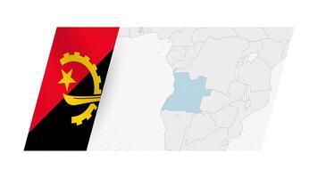 Angola map in modern style with flag of Angola on left side. vector