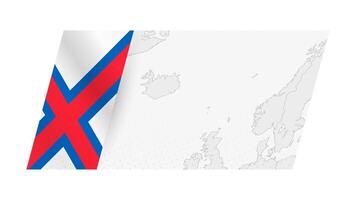 Faroe Islands map in modern style with flag of Faroe Islands on left side. vector