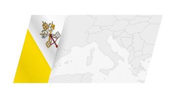 Vatican City map in modern style with flag of Vatican City on left side. vector