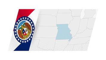 Missouri map in modern style with flag of Missouri on left side. vector