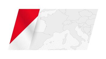 Monaco map in modern style with flag of Monaco on left side. vector