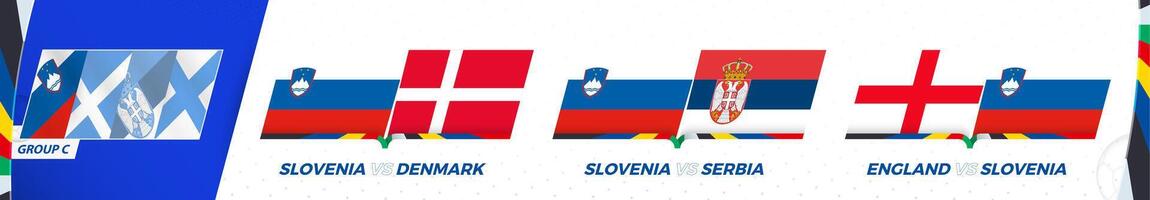 Slovenia football team games in group C of International football tournament 2024. vector