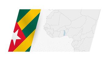 Togo map in modern style with flag of Togo on left side. vector