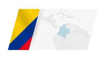 Colombia map in modern style with flag of Colombia on left side. vector