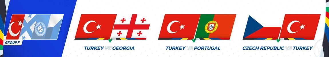 Turkey football team games in group F of International football tournament 2024. vector