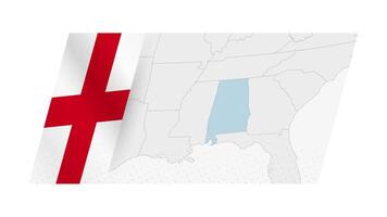 Alabama map in modern style with flag of Alabama on left side. vector