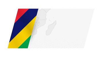 Mauritius map in modern style with flag of Mauritius on left side. vector