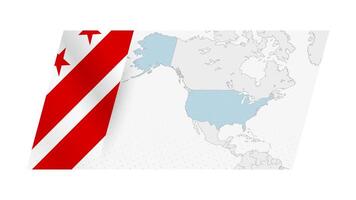 USA map in modern style with flag of District of Columbia on left side. vector