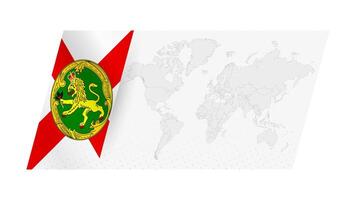 World map in modern style with flag of Alderney on left side. vector