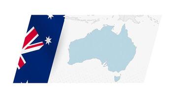 Australia map in modern style with flag of Australia on left side. vector