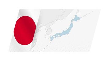 Japan map in modern style with flag of Japan on left side. vector