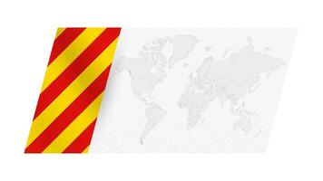 mundo mapa en moderno estilo con bandera de Cataluña en izquierda lado. vector