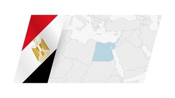 Egypt map in modern style with flag of Egypt on left side. vector
