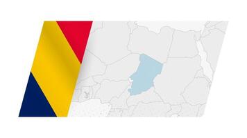 Chad map in modern style with flag of Chad on left side. vector