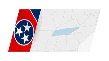 Tennessee map in modern style with flag of Tennessee on left side. vector
