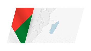 Madagascar map in modern style with flag of Madagascar on left side. vector