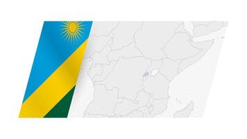 Rwanda map in modern style with flag of Rwanda on left side. vector