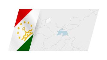Tajikistan map in modern style with flag of Tajikistan on left side. vector