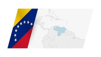 Venezuela map in modern style with flag of Venezuela on left side. vector