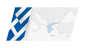 Greece map in modern style with flag of Greece on left side. vector