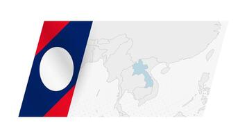 Laos map in modern style with flag of Laos on left side. vector