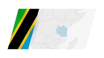 Tanzania mapa en moderno estilo con bandera de Tanzania en izquierda lado. vector