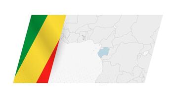 Congo map in modern style with flag of Congo on left side. vector