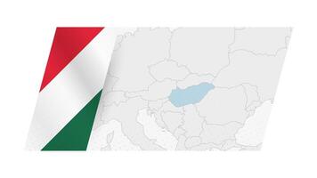 Hungary map in modern style with flag of Hungary on left side. vector