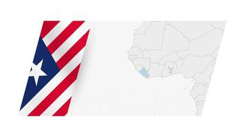 Liberia map in modern style with flag of Liberia on left side. vector