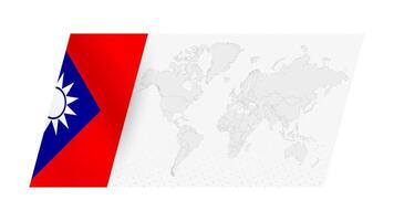 World map in modern style with flag of Taiwan on left side. vector