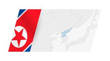 North Korea map in modern style with flag of North Korea on left side. vector