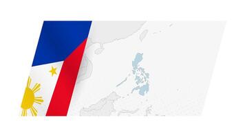 Philippines map in modern style with flag of Philippines on left side. vector