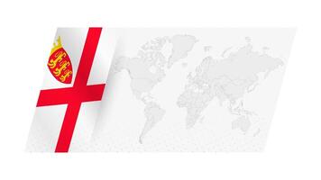 World map in modern style with flag of Jersey on left side. vector