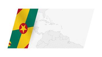 Grenada map in modern style with flag of Grenada on left side. vector