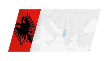 Albania map in modern style with flag of Albania on left side. vector
