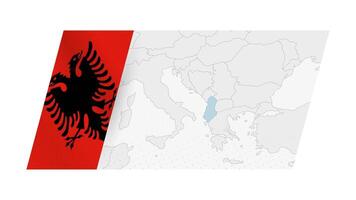 Albania map in modern style with flag of Albania on left side. vector