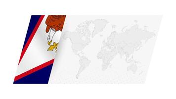 World map in modern style with flag of American Samoa on left side. vector