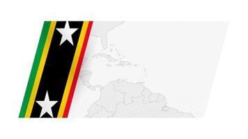 Saint Kitts and Nevis map in modern style with flag of Saint Kitts and Nevis on left side. vector