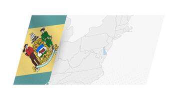 Delaware map in modern style with flag of Delaware on left side. vector