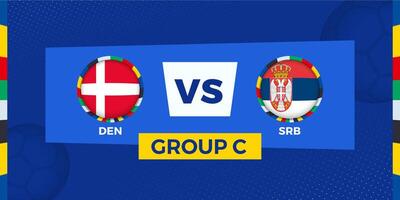 Denmark vs Serbia football match on group stage. Football competition illustration on sport background. vector