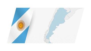 Argentina map in modern style with flag of Argentina on left side. vector