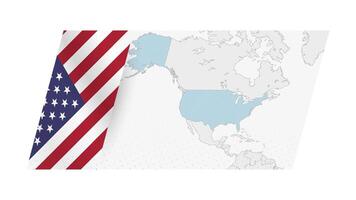 USA map in modern style with flag of USA on left side. vector