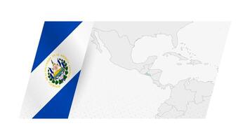 El Salvador map in modern style with flag of El Salvador on left side. vector