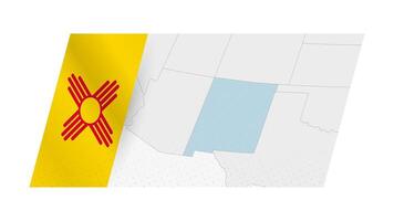 New Mexico map in modern style with flag of New Mexico on left side. vector