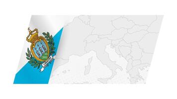 San Marino map in modern style with flag of San Marino on left side. vector