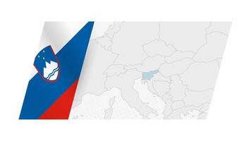 Slovenia map in modern style with flag of Slovenia on left side. vector