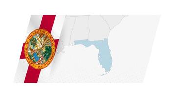 Florida map in modern style with flag of Florida on left side. vector