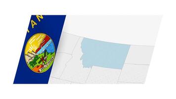 Montana map in modern style with flag of Montana on left side. vector